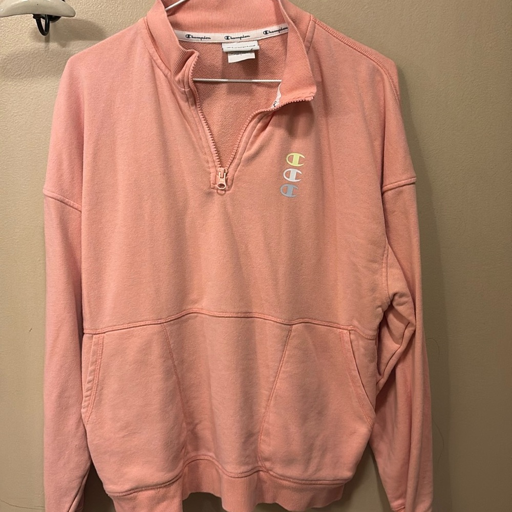 Orange champion 3/4 zip sweatshirt